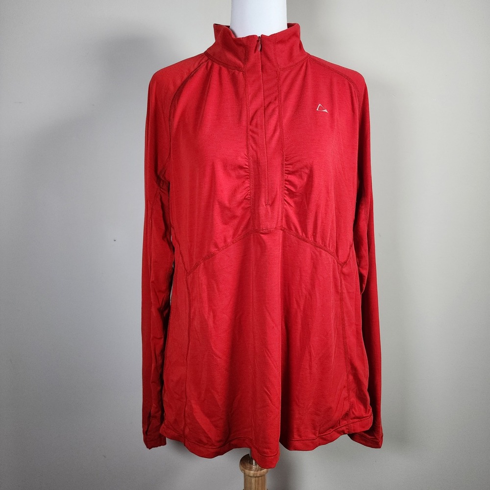 Paradox 1/4‎ Zip Pullover Womens XL Red Merino Wool Blend Base Layer Activewear